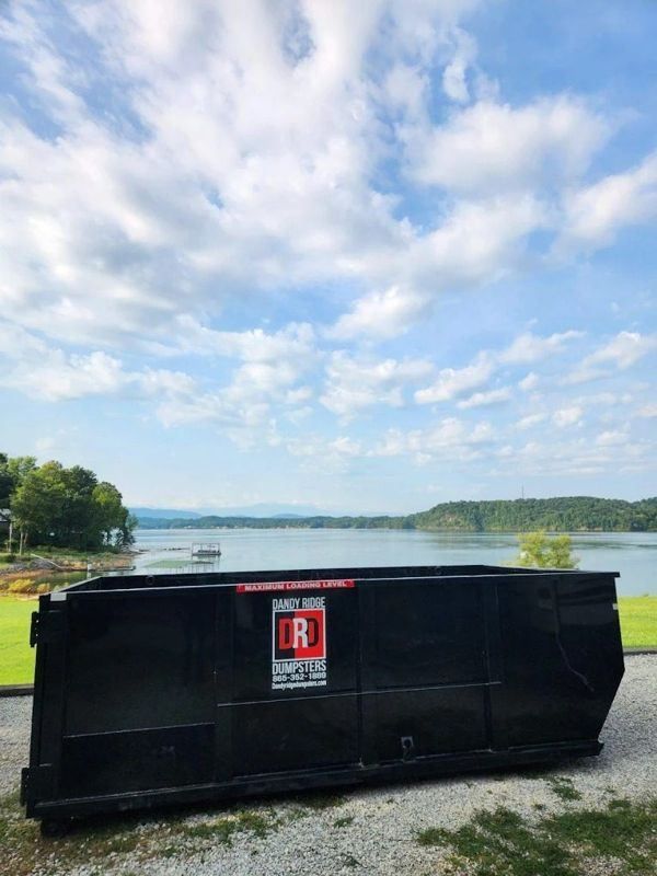 A Dandy Ridge Dumpsters roll-off dumpster near Douglas Lake in Jefferson County, TN